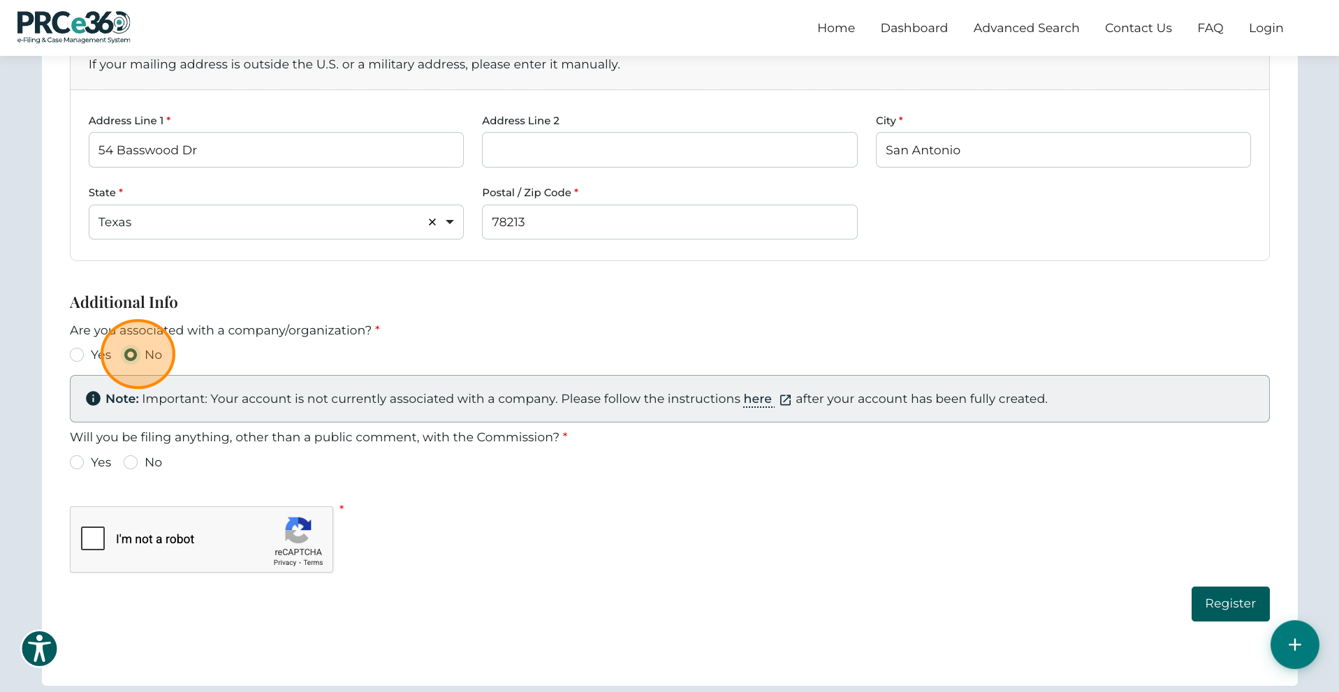 Company information form